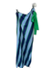 Entro Size M Navy & Green Cotton One Shoulder Bow Striped Maxi Dress Navy & Green / M