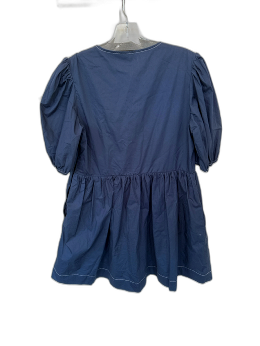 Aureum Size M Navy & white Cotton Short Balloon Sleeve Front bow Dress Navy & white / M