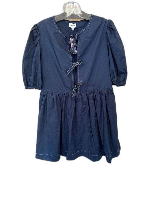 Aureum Size M Navy & white Cotton Short Balloon Sleeve Front bow Dress Navy & white / M