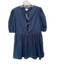 Aureum Size M Navy & white Cotton Short Balloon Sleeve Front bow Dress Navy & white / M