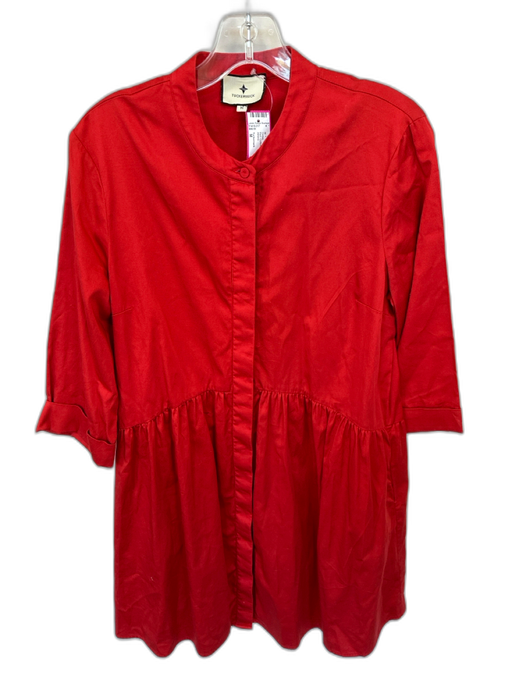 Tuckernuck Size M Red Cotton Long Sleeve Button Down Dress Red / M