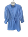 THML Size M Baby Blue Cotton Long Balloon Sleeve Ruffle Collar Dress Baby Blue / M