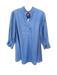 THML Size M Baby Blue Cotton Long Balloon Sleeve Ruffle Collar Dress Baby Blue / M