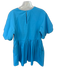 English Factory Size L Sky Blue Cotton 3/4 Balloon Sleeve Pleat Detail Dress Sky Blue / L