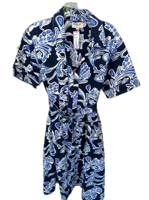 Elizabeth James the Label Size M Navy & white Cotton Short Sleeve Collar Dress Navy & white / M