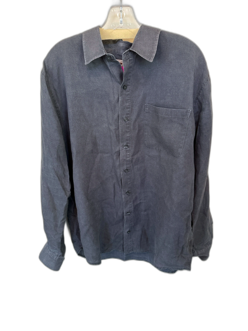 Madda Fella Size L Charcoal Linen Solid Button Down Men's Shirt Charcoal / L