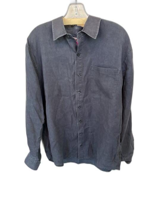 Madda Fella Size L Charcoal Linen Solid Button Down Men's Shirt Charcoal / L