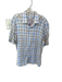 Peter Millar Size XL Blue & Tan Linen Checkered Button Down Men's Shirt Blue & Tan / XL