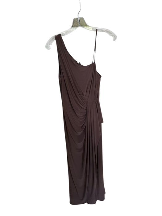 Adrianna Papell Size 8 Brown Polyester Blend One Shoulder Draped Front Gown Brown / 8