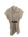 Maeve Size MP white & tan Cotton Mini Cinched Waist Front Button Striped Dress white & tan / MP