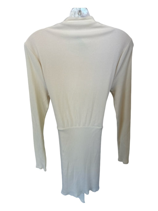 Privacy Please Size L Cream Cotton Blend Mock Neck Long Sleeve Ribbed Dress Cream / L