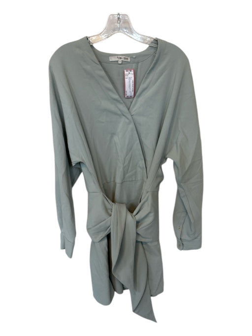Tibi Size 8 Sage green Polyester Blend Long Sleeve Front Tie Dress Sage green / 8