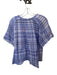 Pilcro Size L Purple Cotton Short Sleeve Checkered Raw Hem Top Purple / L