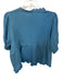 Anthropologie Size XL Blue Cotton Crochet V Neck Short Sleeve Front Tie Top Blue / XL