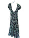 Free People Size XL Green & Purple Cotton & Viscose Smocked Maxi Floral Dress Green & Purple / XL