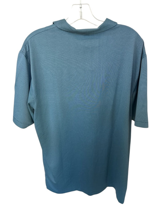 Peter Millar Size XL Teal & Black Polyester Blend Houndstooth Athletic Polo Teal & Black / XL