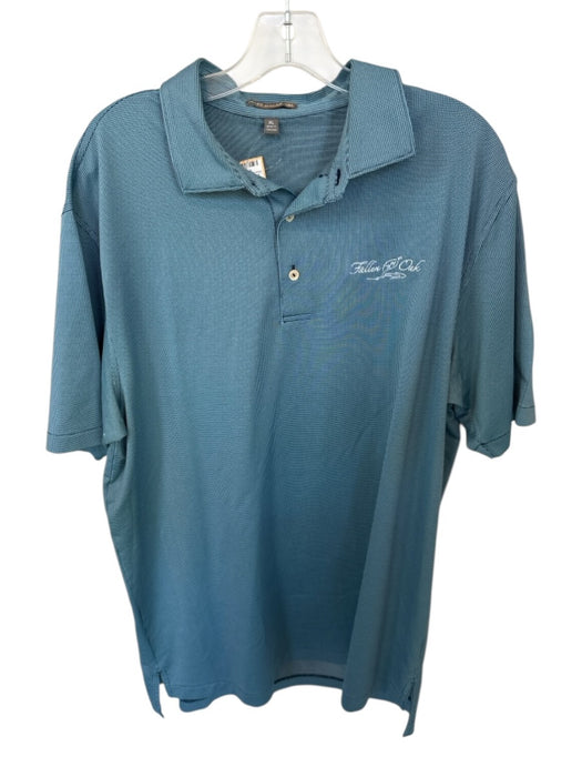 Peter Millar Size XL Teal & Black Polyester Blend Houndstooth Athletic Polo Teal & Black / XL