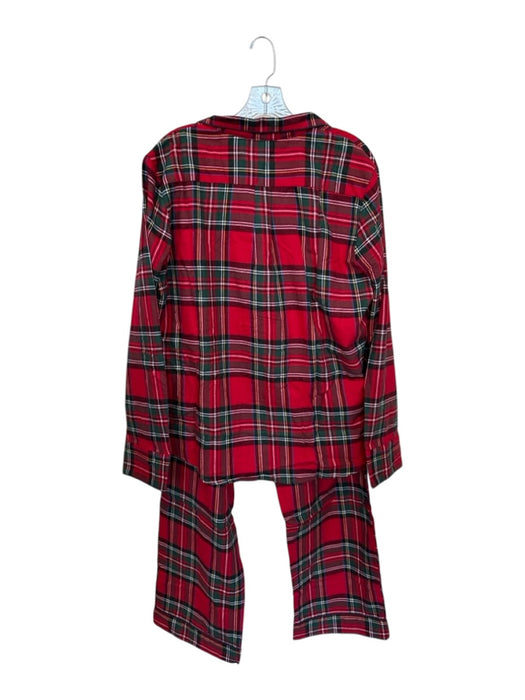 Petite Plume Size XL Red, Green & White Cotton Tartan Button Up & Collar Pajamas Red, Green & White / XL