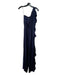 Zara Size S Navy Blue Polyester One Shoulder Ruffle Satin Pleated Jumpsuit Navy Blue / S