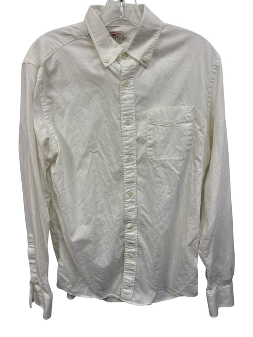 Faherty Size M White Cotton Solid Button Down Men's Long Sleeve Shirt White / M