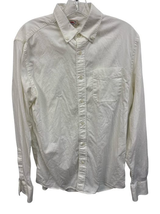 Faherty Size M White Cotton Solid Button Down Men's Long Sleeve Shirt White / M