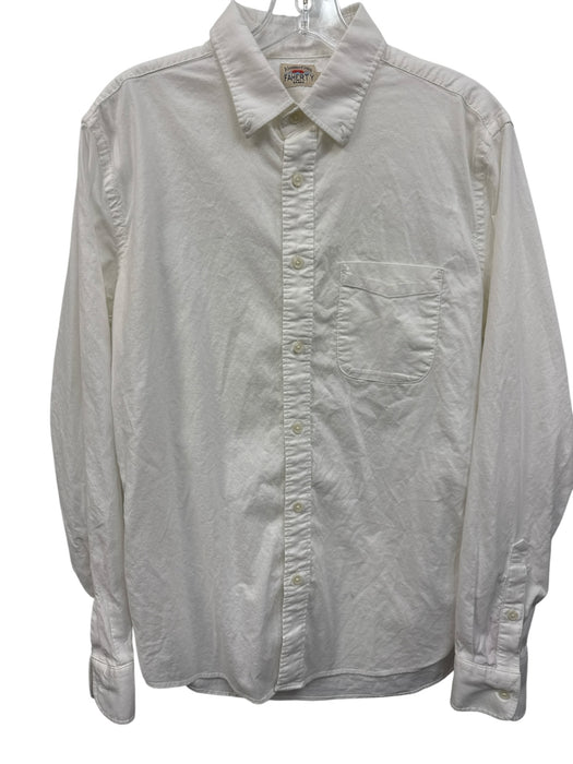 Faherty Size M White Cotton Solid Button Down Men's Long Sleeve Shirt White / M