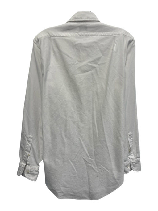 Sid Mashburn Size M White Cotton Textured Button Up Men's Long Sleeve Shirt White / M