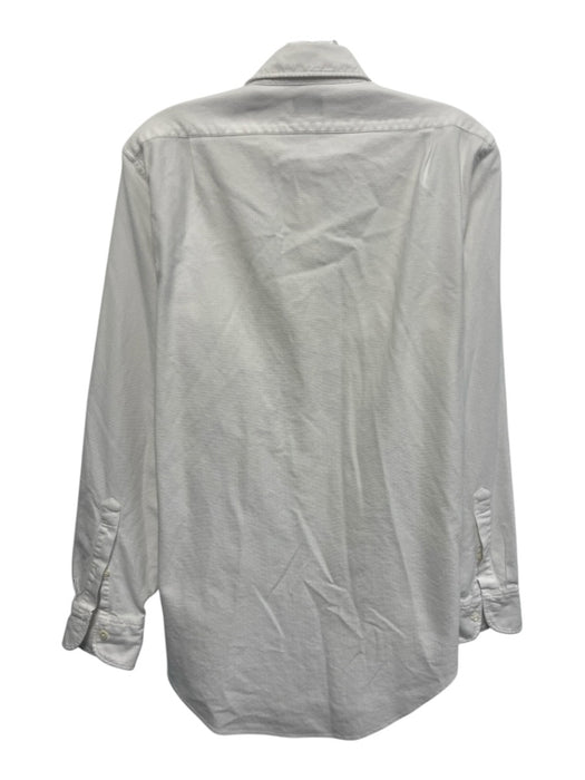 Sid Mashburn Size M White Cotton Textured Button Up Men's Long Sleeve Shirt White / M