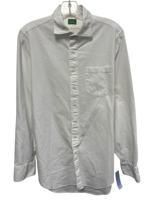 Sid Mashburn Size M White Cotton Textured Button Up Men's Long Sleeve Shirt White / M