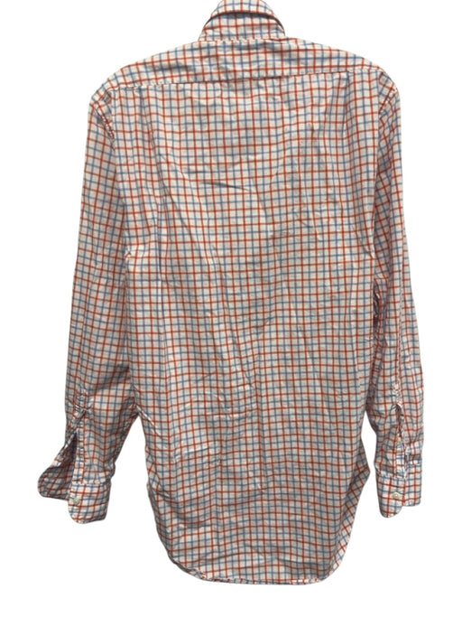 Sid Mashburn Size M Orange & Blue Cotton Grid Button Up Men's Long Sleeve Shirt Orange & Blue / M