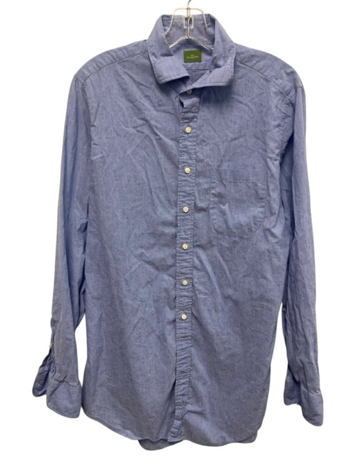 Sid Mashburn Size M Blue Cotton Solid Button Up Spread Collar Long Sleeve Shirt Blue / M