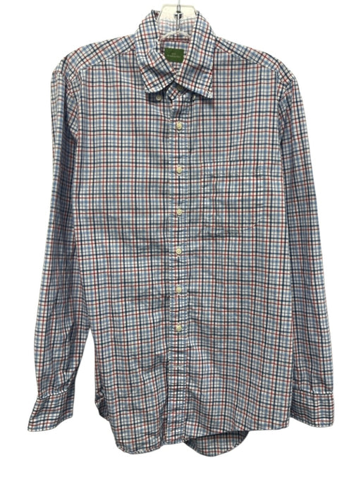 Sid Mashburn Size M Blue & Red Cotton Plaid Button Up Men's Long Sleeve Shirt Blue & Red / M