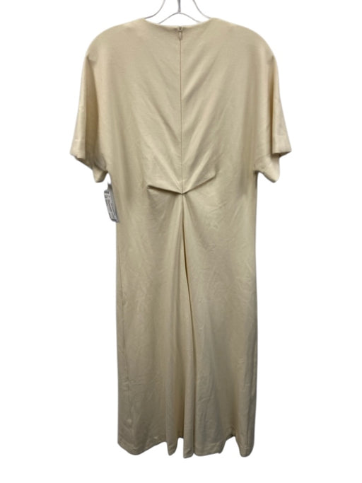Tuckernuck Size Medium Cream White Cotton Blend Short Sleeve Split Neck Dress Cream White / Medium