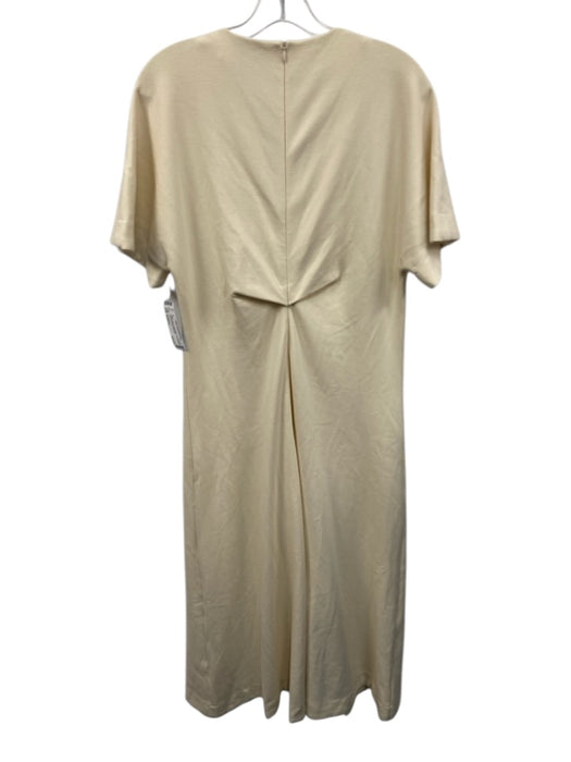 Tuckernuck Size Medium Cream White Cotton Blend Short Sleeve Split Neck Dress Cream White / Medium