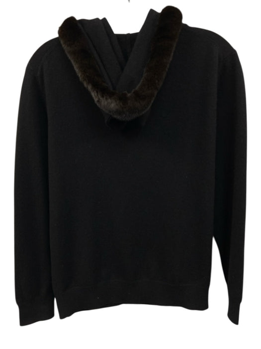TSE Size Est M Black & Brown Cashmere Long Sleeve Zip Front Fur Collar Jacket Black & Brown / Est M