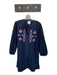 Bella Tu Size XS Navy & Pink Cotton Floral Button Tie Long Sleeve Dress Navy & Pink / XS
