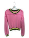 Free People Size S Pink & Green Cotton Long Sleeve V Neck distressed Sweatshirt Pink & Green / S