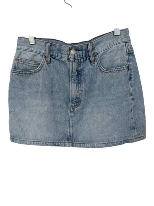 Denim Forum Size 28 Light Wash Cotton Front & Back Pockets Zip Fly Denim Skirt Light Wash / 28