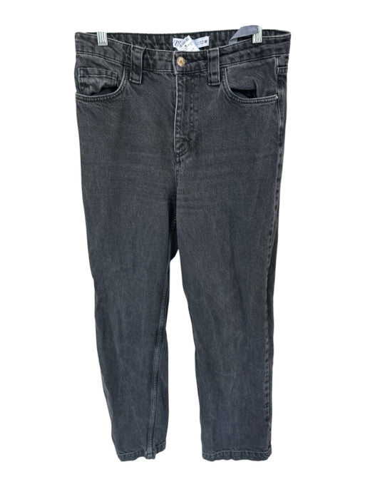 Zara Size 4 Black Cotton Denim Wide Leg High Waist Zip Fly Jeans Black / 4
