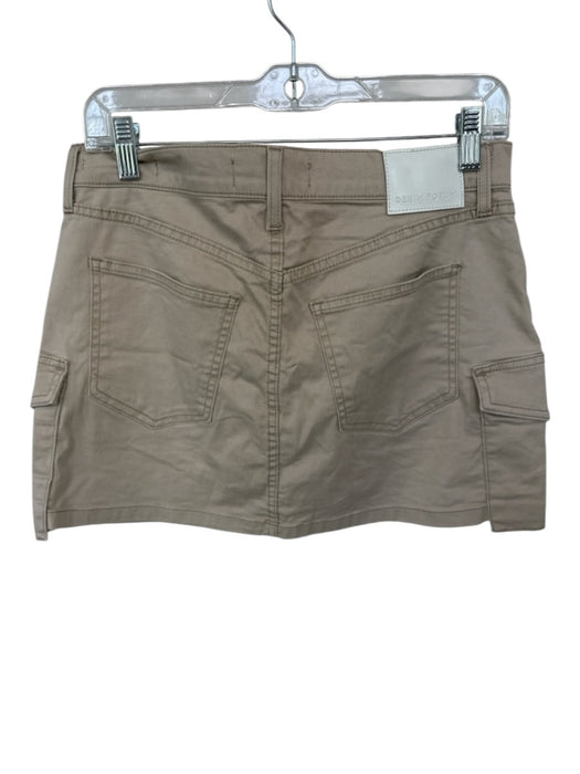 Denim Forum Size 27 Light Khaki Cotton Front & Back Pockets Zip Fly Mini Skirt Light Khaki / 27