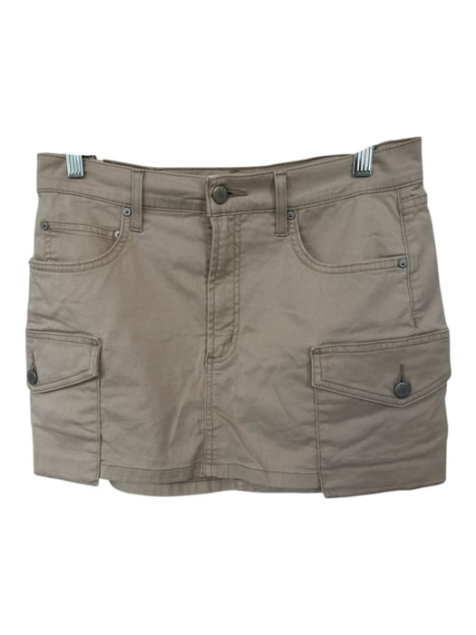 Denim Forum Size 27 Light Khaki Cotton Front & Back Pockets Zip Fly Mini Skirt Light Khaki / 27