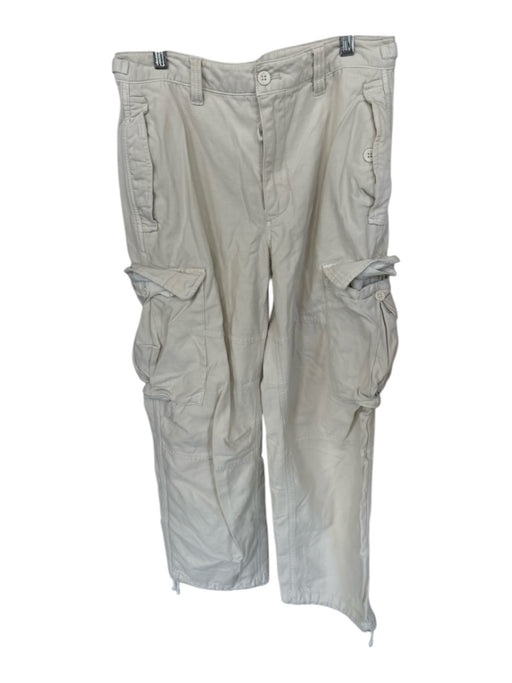 TNA Size 6 Cream Cotton Cargo Pocket Adjustable Detail Zip Fly Wide Leg Pants Cream / 6