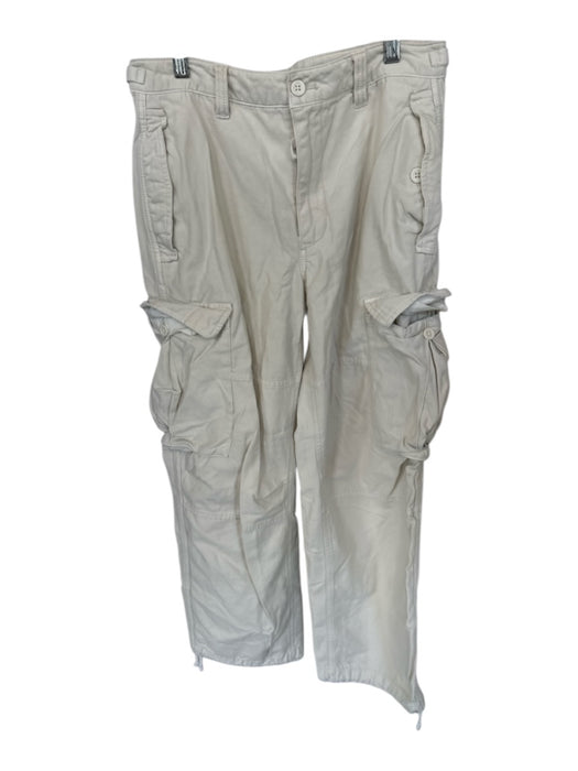 TNA Size 6 Cream Cotton Cargo Pocket Adjustable Detail Zip Fly Wide Leg Pants Cream / 6