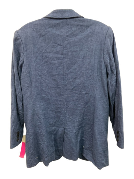 Banana Republic Size 10 Blue & Black Linen & Cotton Long Sleeve Blazer Short Set Blue & Black / 10