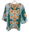 Oliphant Size L Blue, Orange, Multi Cotton Wide Short Sleeve All Over Print Top Blue, Orange, Multi / L