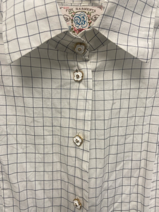 Bell by Alicia Bell Size 10 White & Animal Cotton Long Sleeve Checked Top White & Animal / 10
