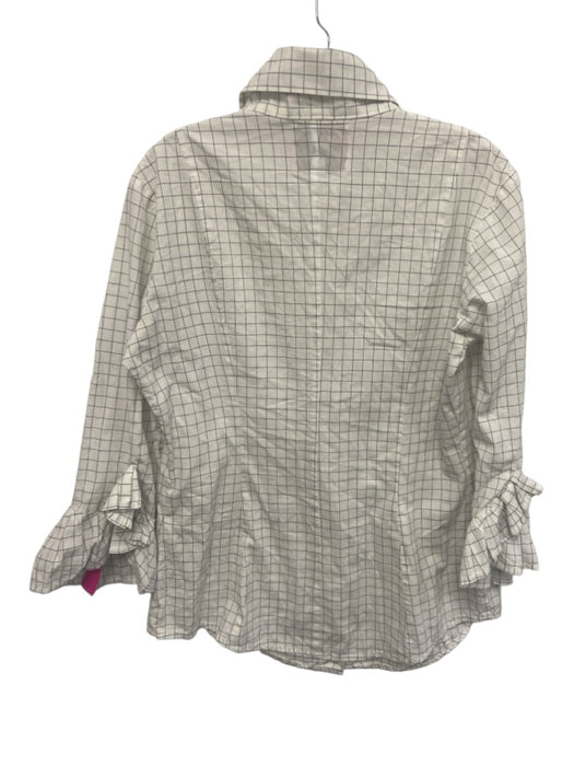 Bell by Alicia Bell Size 10 White & Animal Cotton Long Sleeve Checked Top White & Animal / 10