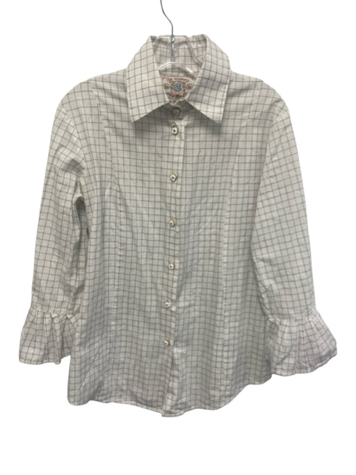 Bell by Alicia Bell Size 10 White & Animal Cotton Long Sleeve Checked Top White & Animal / 10
