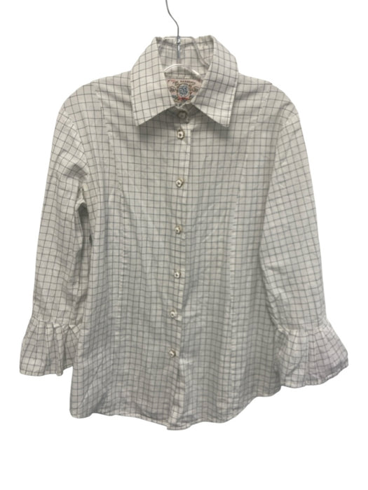 Bell by Alicia Bell Size 10 White & Animal Cotton Long Sleeve Checked Top White & Animal / 10