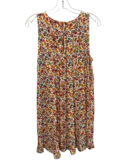 S & B Size 10 White & Multi Polyester Sleeveless Floral pleats Applique Dress White & Multi / 10
